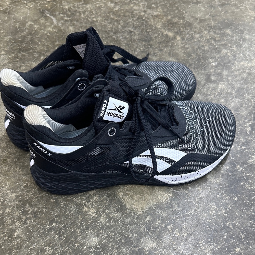 Reebok Nano X Black and White Athletic Shoes